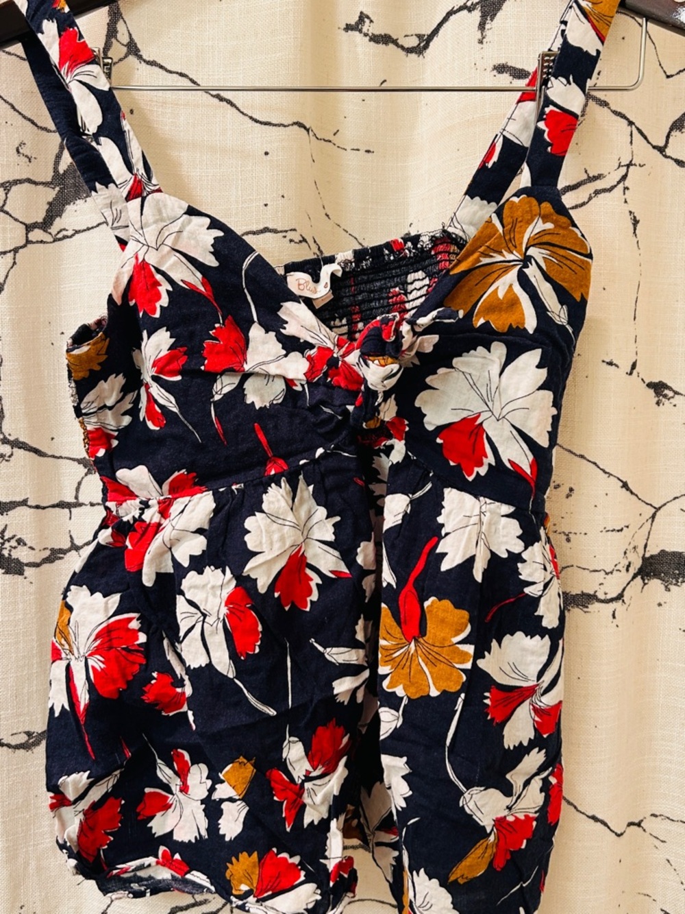 Blush Floral Tie-Front Camisole in Navy, Red, White & Mustard